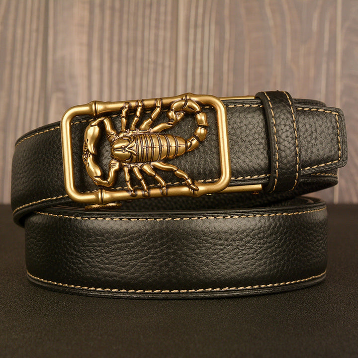 VAAGOON Black Lychee Pattern Genuine Leather Belt – Car Line