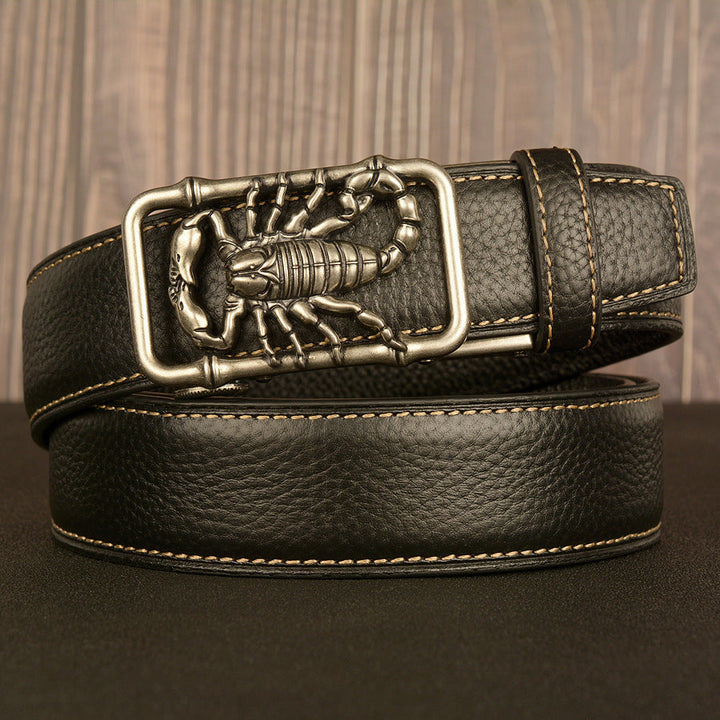 VAAGOON Black Lychee Pattern Genuine Leather Belt – Car Line
