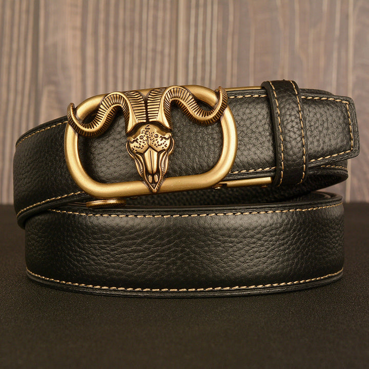 VAAGOON Black Lychee Pattern Genuine Leather Belt – Car Line