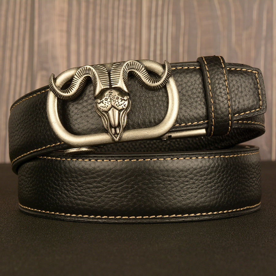 VAAGOON Black Lychee Pattern Genuine Leather Belt – Car Line