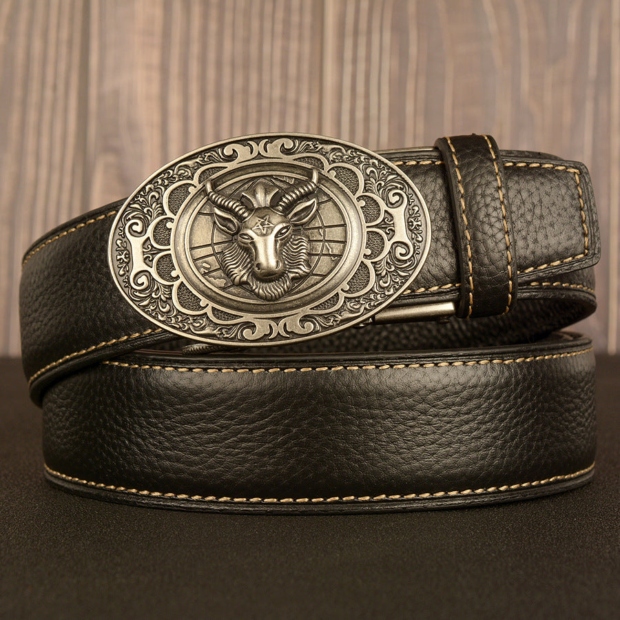VAAGOON Black Lychee Pattern Genuine Leather Belt – Car Line