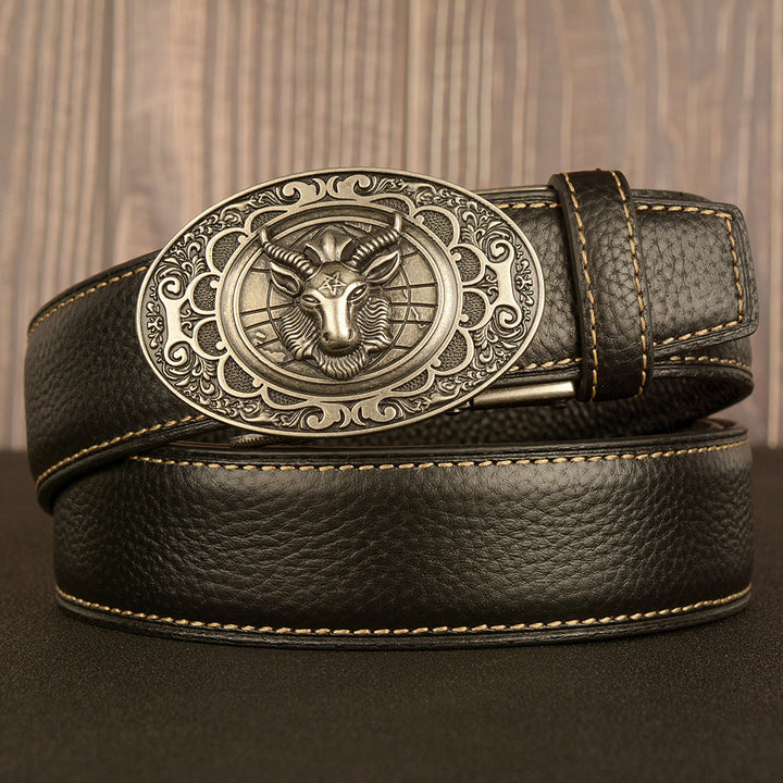 VAAGOON Black Lychee Pattern Genuine Leather Belt – Car Line