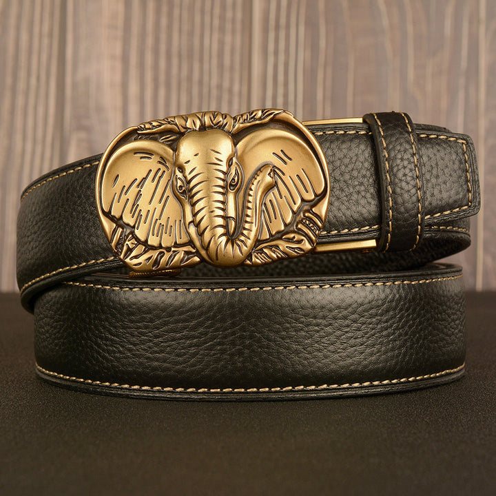 VAAGOON Black Lychee Pattern Genuine Leather Belt – Car Line
