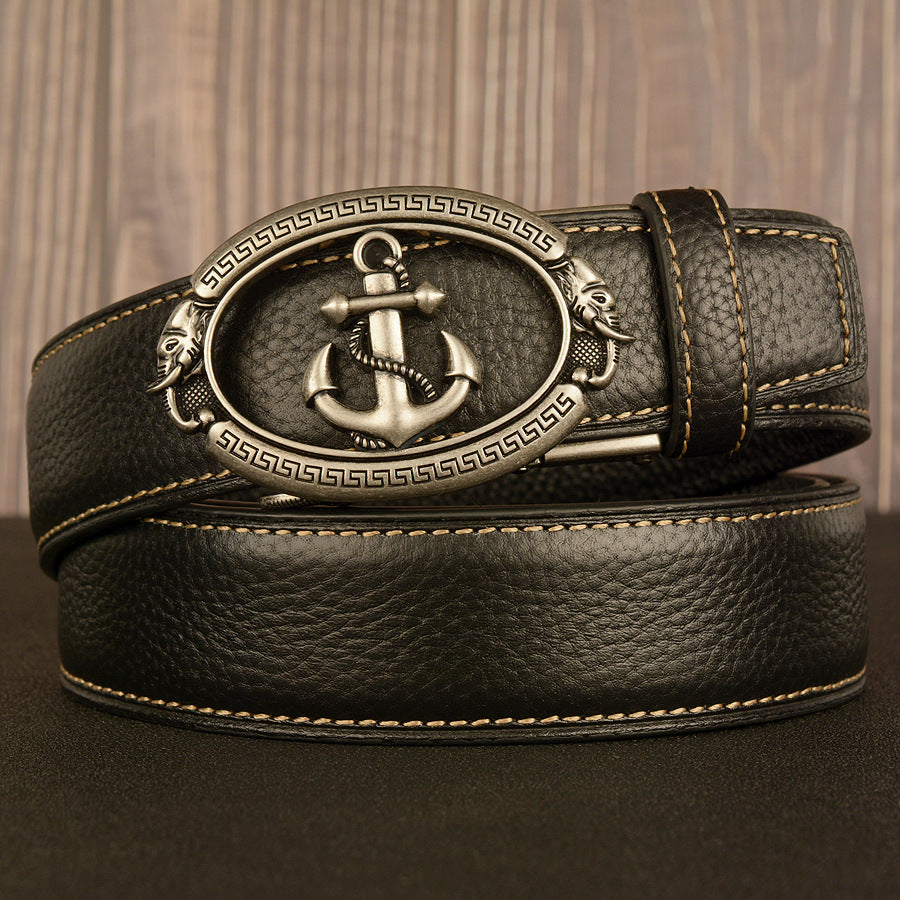 VAAGOON Black Lychee Pattern Genuine Leather Belt – Car Line