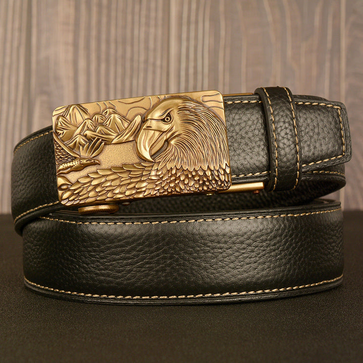 VAAGOON Black Lychee Pattern Genuine Leather Belt – Car Line