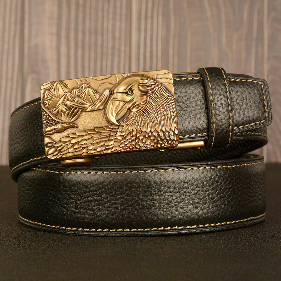 VAAGOON Black Lychee Pattern Genuine Leather Belt – Car Line