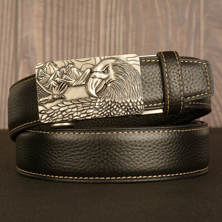 VAAGOON Black Lychee Pattern Genuine Leather Belt – Car Line
