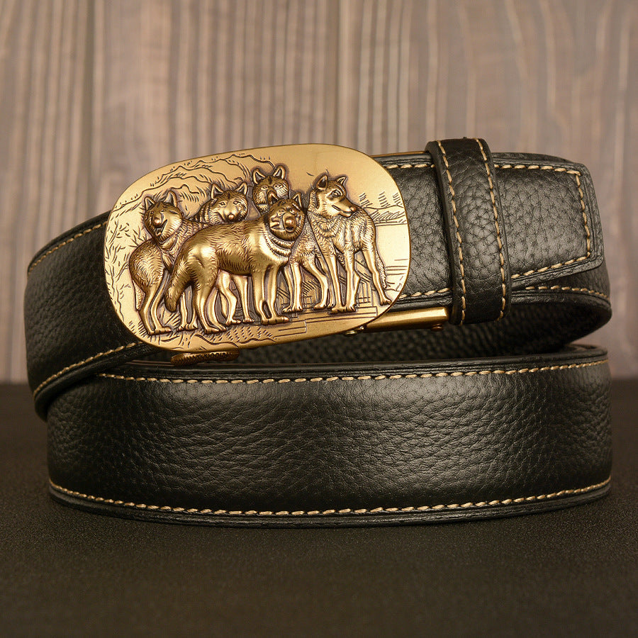 VAAGOON Black Lychee Pattern Genuine Leather Belt – Car Line