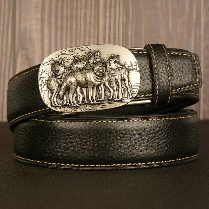 VAAGOON Black Lychee Pattern Genuine Leather Belt – Car Line