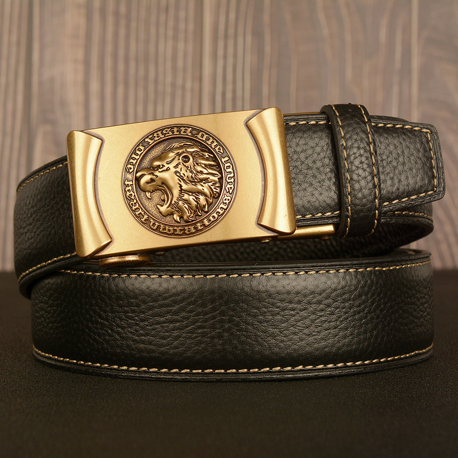 VAAGOON Black Lychee Pattern Genuine Leather Belt – Car Line