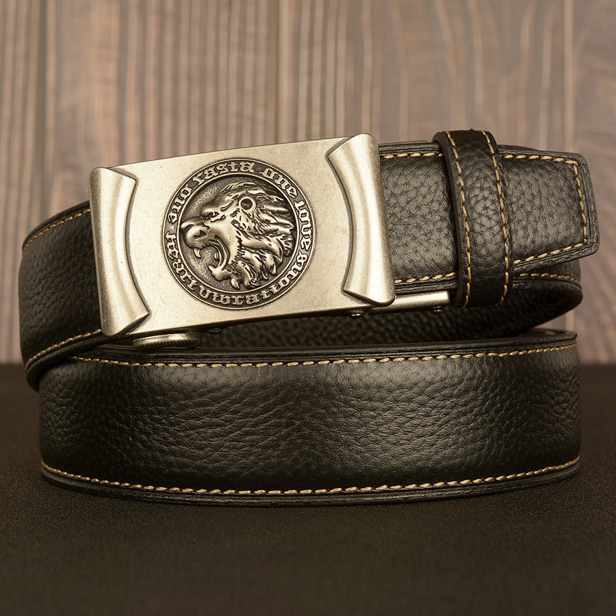 VAAGOON Black Lychee Pattern Genuine Leather Belt – Car Line