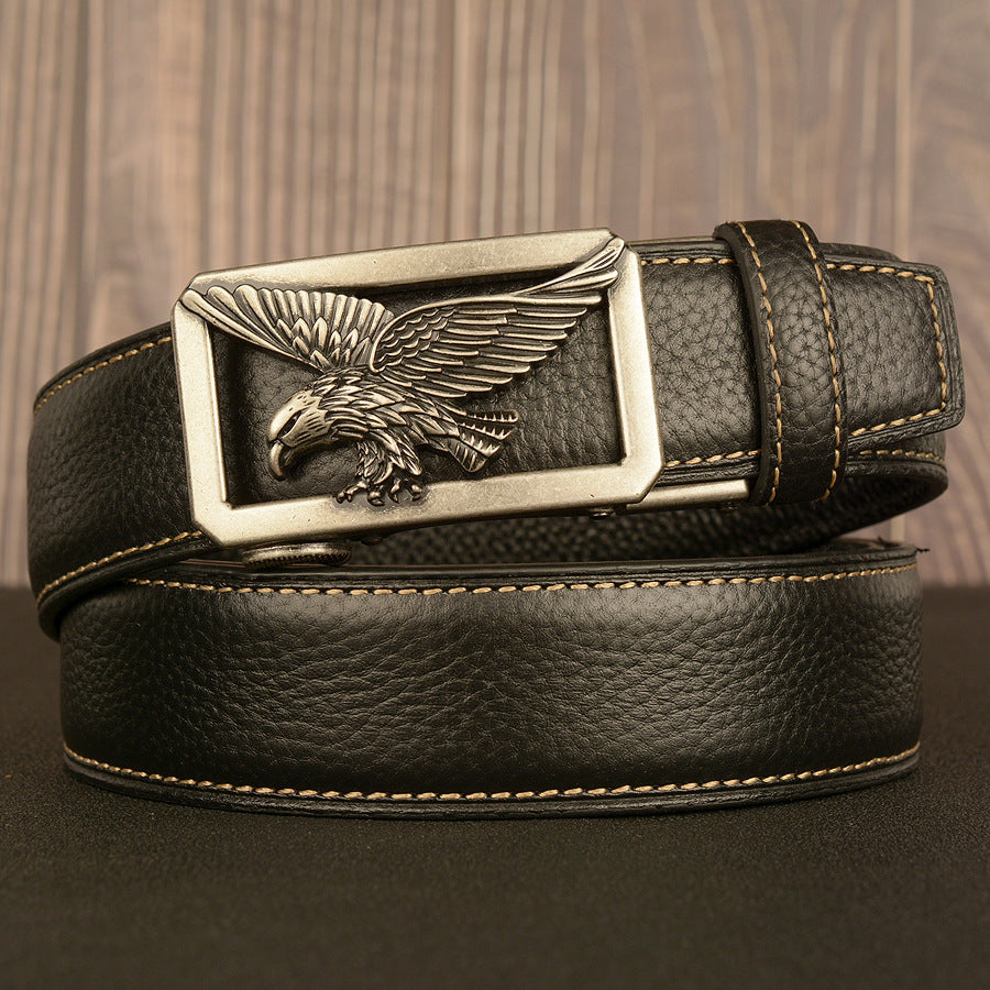 VAAGOON Black Lychee Pattern Genuine Leather Belt – Car Line