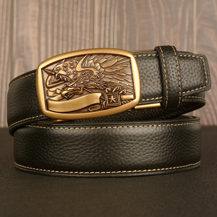 VAAGOON Black Lychee Pattern Genuine Leather Belt – Car Line