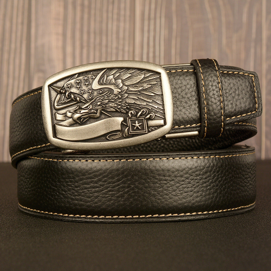 VAAGOON Black Lychee Pattern Genuine Leather Belt – Car Line