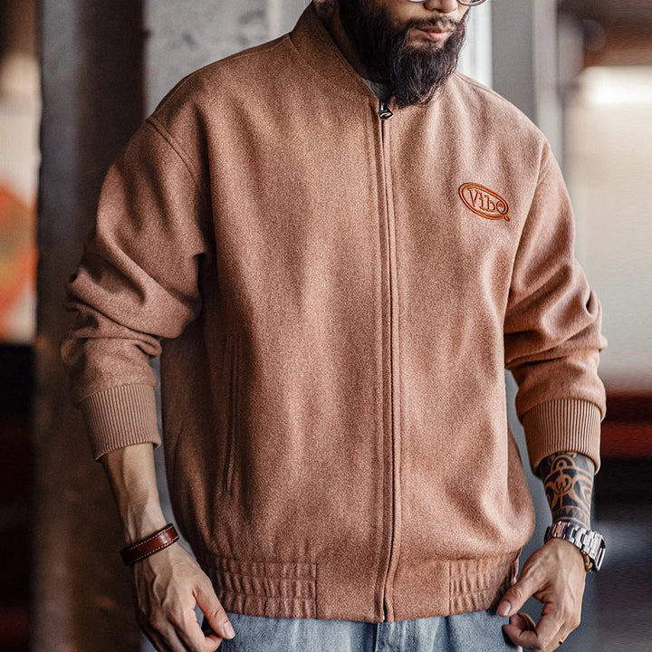 VAAGOON Vintage Woolen Baseball Jacket