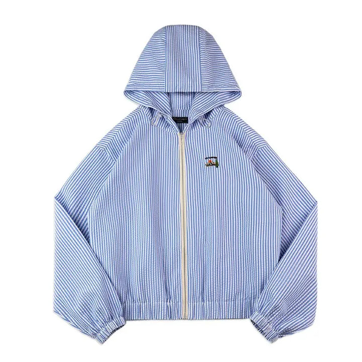 Vaagoon Blue Stripe Relaxed Fit Hoodie Sweatshirt
