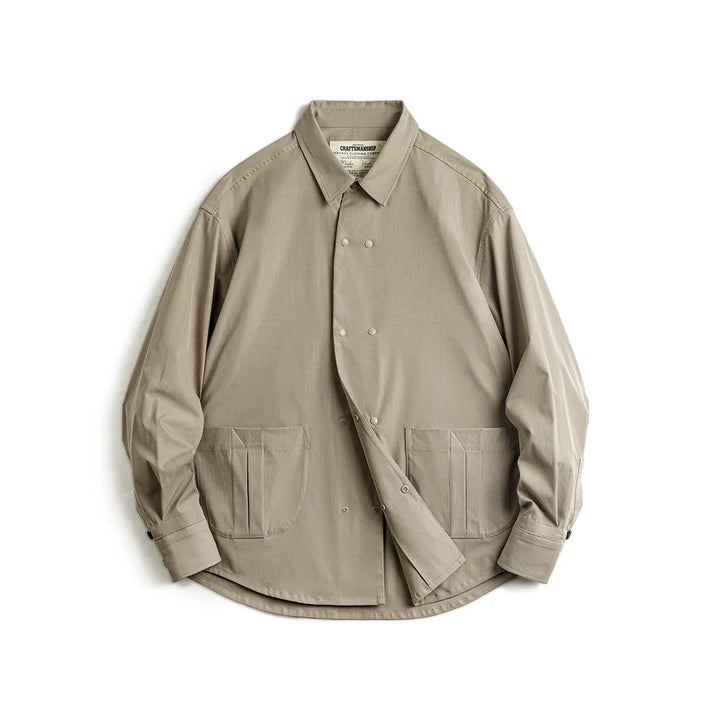 VAAGOON Herringbone Double-breasted Long-sleeved Shirt