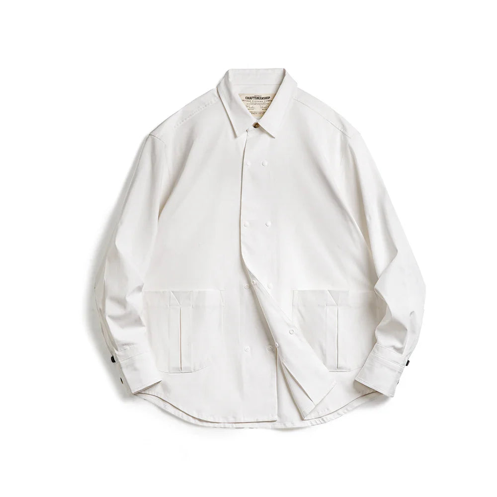 VAAGOON Herringbone Double-breasted Long-sleeved Shirt