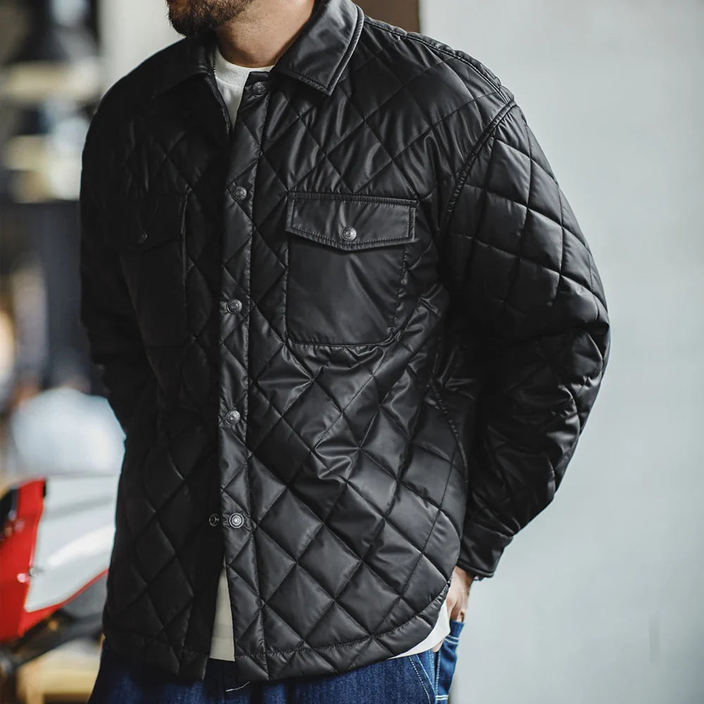VAAGOON Retro Quilted Diamond Grid Jacket