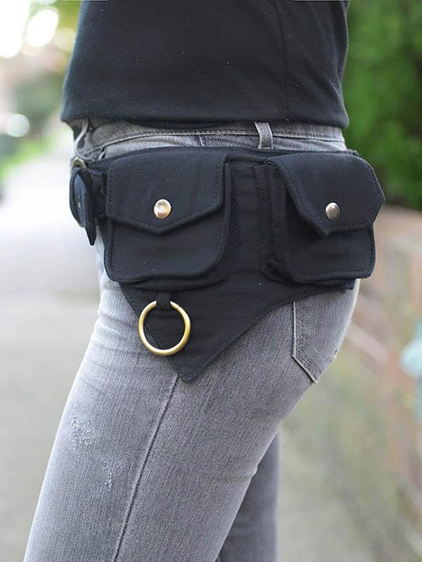 Retro Solid Color Multi-Purpose Storage Belt Bag