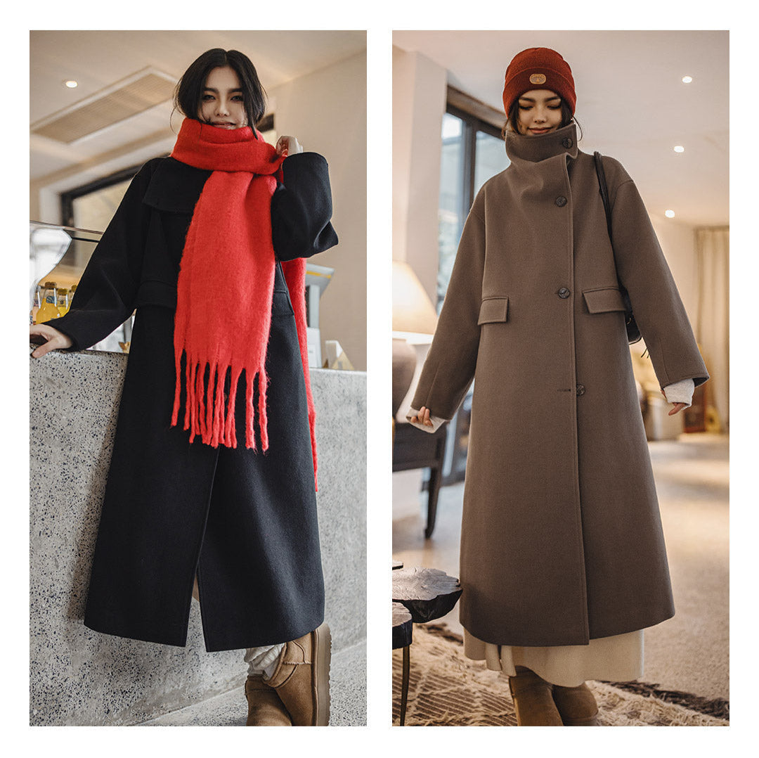 VAAGOON 80's Classic Long Woolen Coat