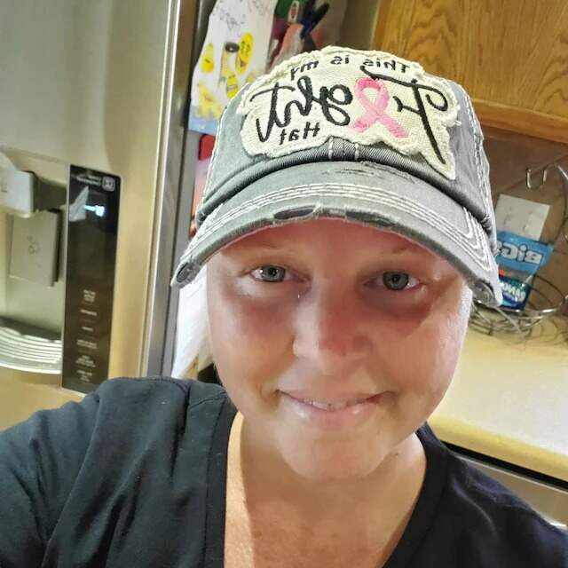 Embroidered Distressed Pink Ribbon Baseball Cap