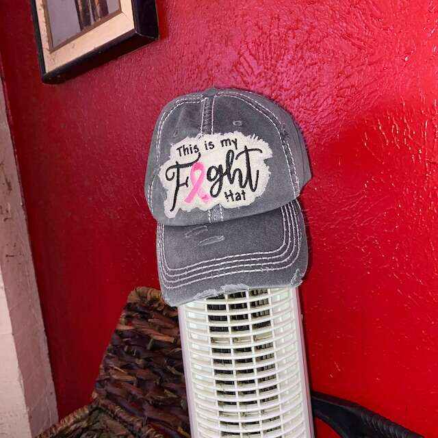 Embroidered Distressed Pink Ribbon Baseball Cap