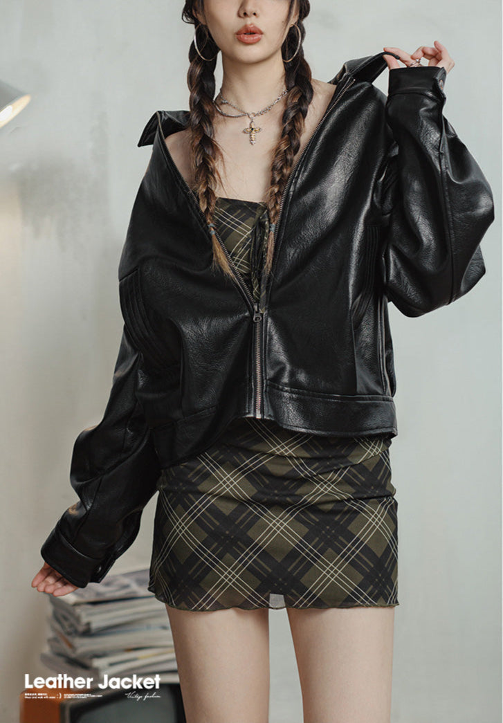 VAAGOON Retro Black Biker Jacket