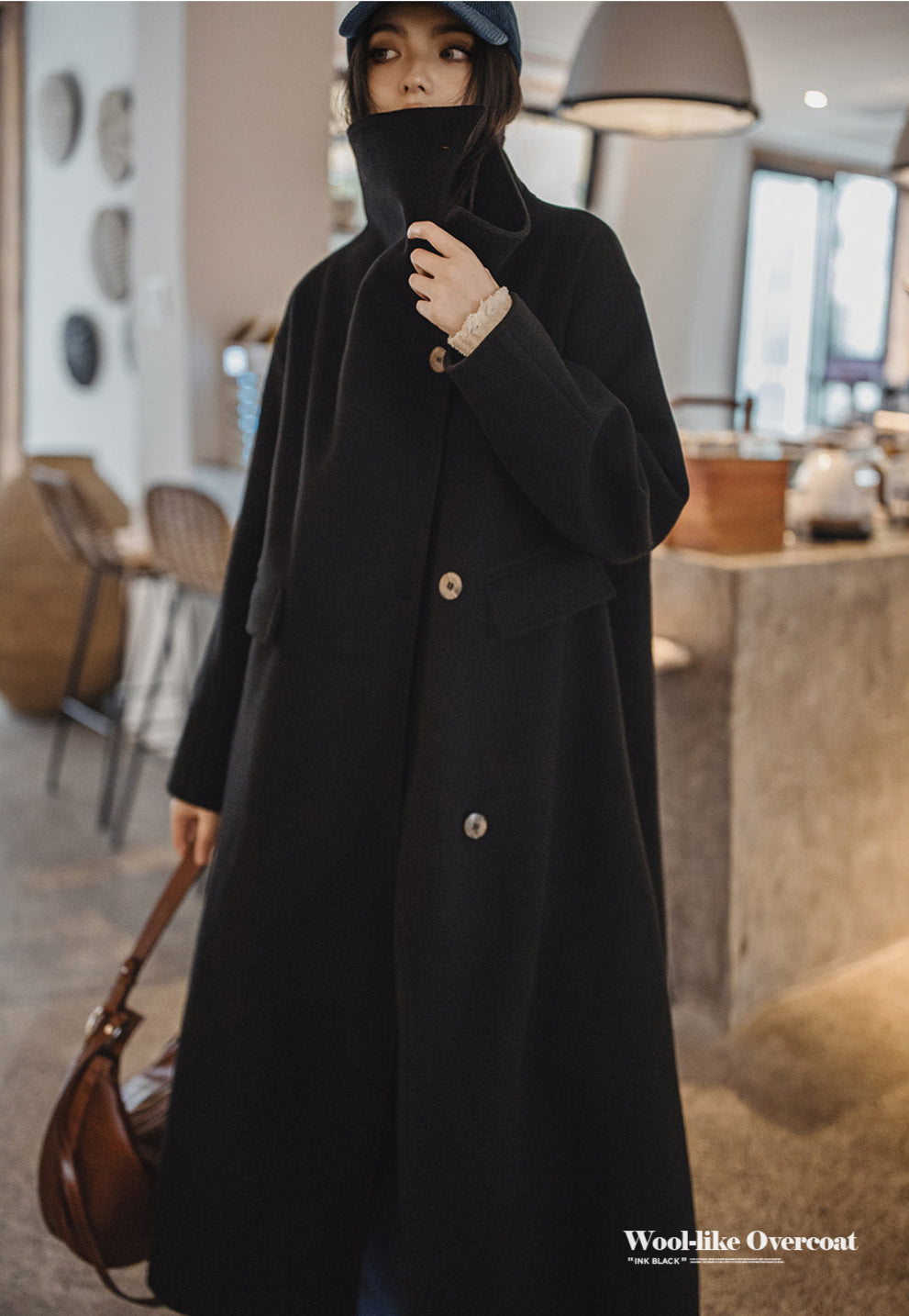 VAAGOON 80's Classic Long Woolen Coat