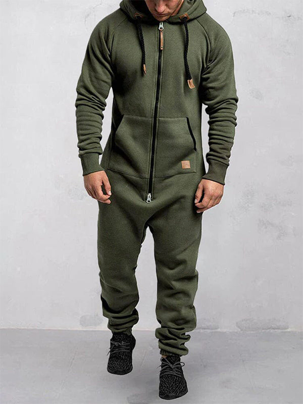 VAAGOON Hooded Fleece Zipper Jumpsuit