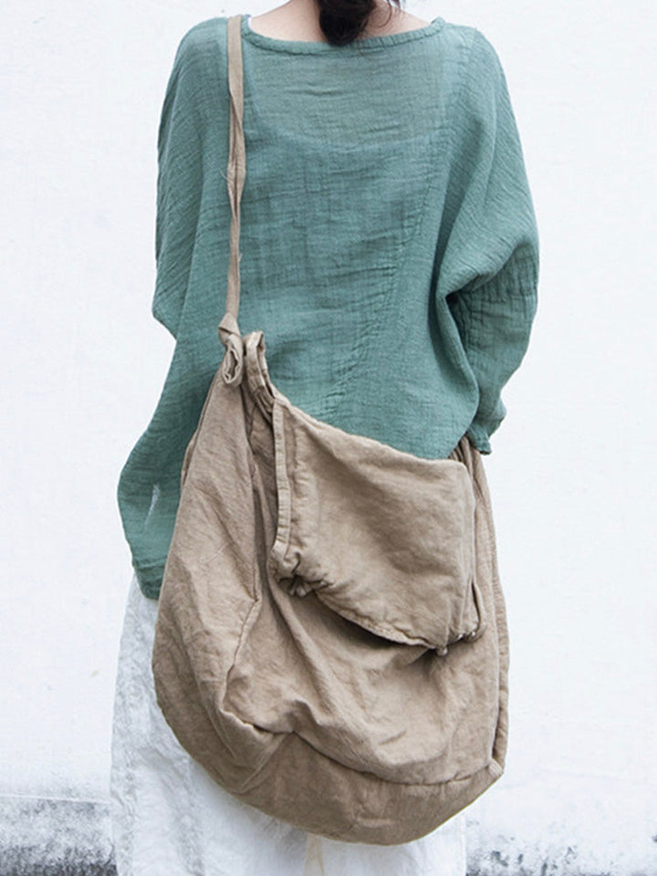 Capacious Cotton and Linen Shoulder Bag