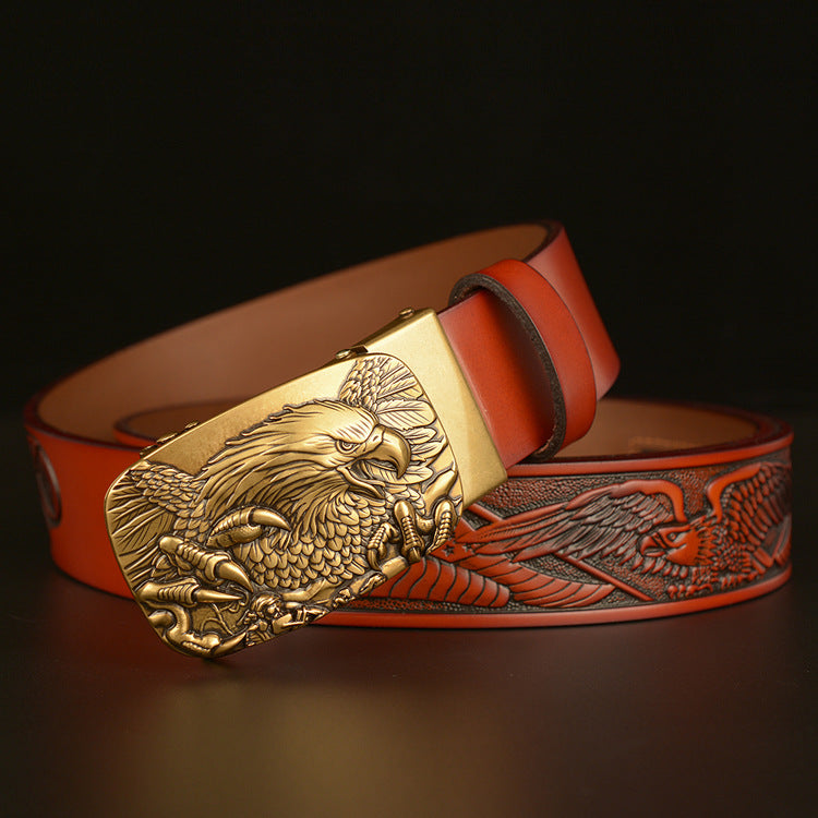 VAAGOON 4025 Black Eagle Embossed Leather Belt – Wide Eagle Buckle