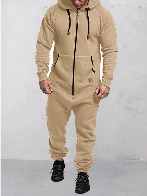 VAAGOON Hooded Fleece Zipper Jumpsuit