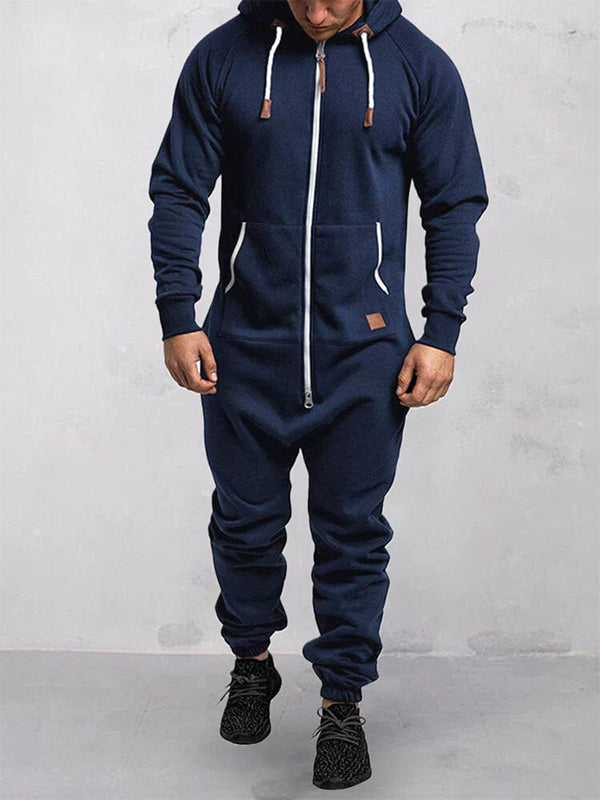 VAAGOON Hooded Fleece Zipper Jumpsuit
