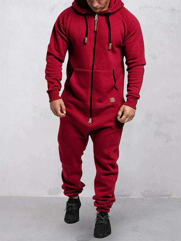 VAAGOON Hooded Fleece Zipper Jumpsuit