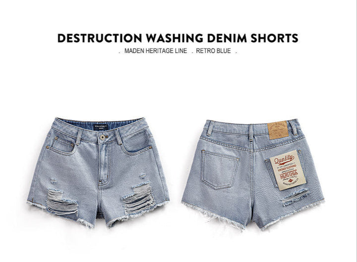 Vaagoon Destruction Washing Denim Shorts