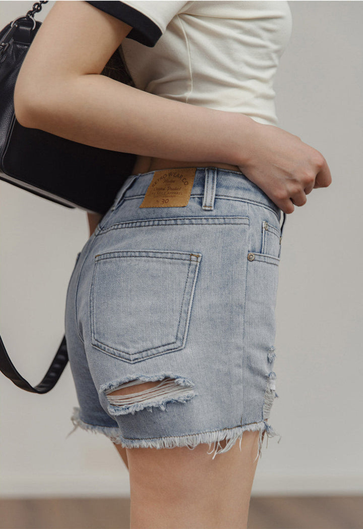 Vaagoon Destruction Washing Denim Shorts