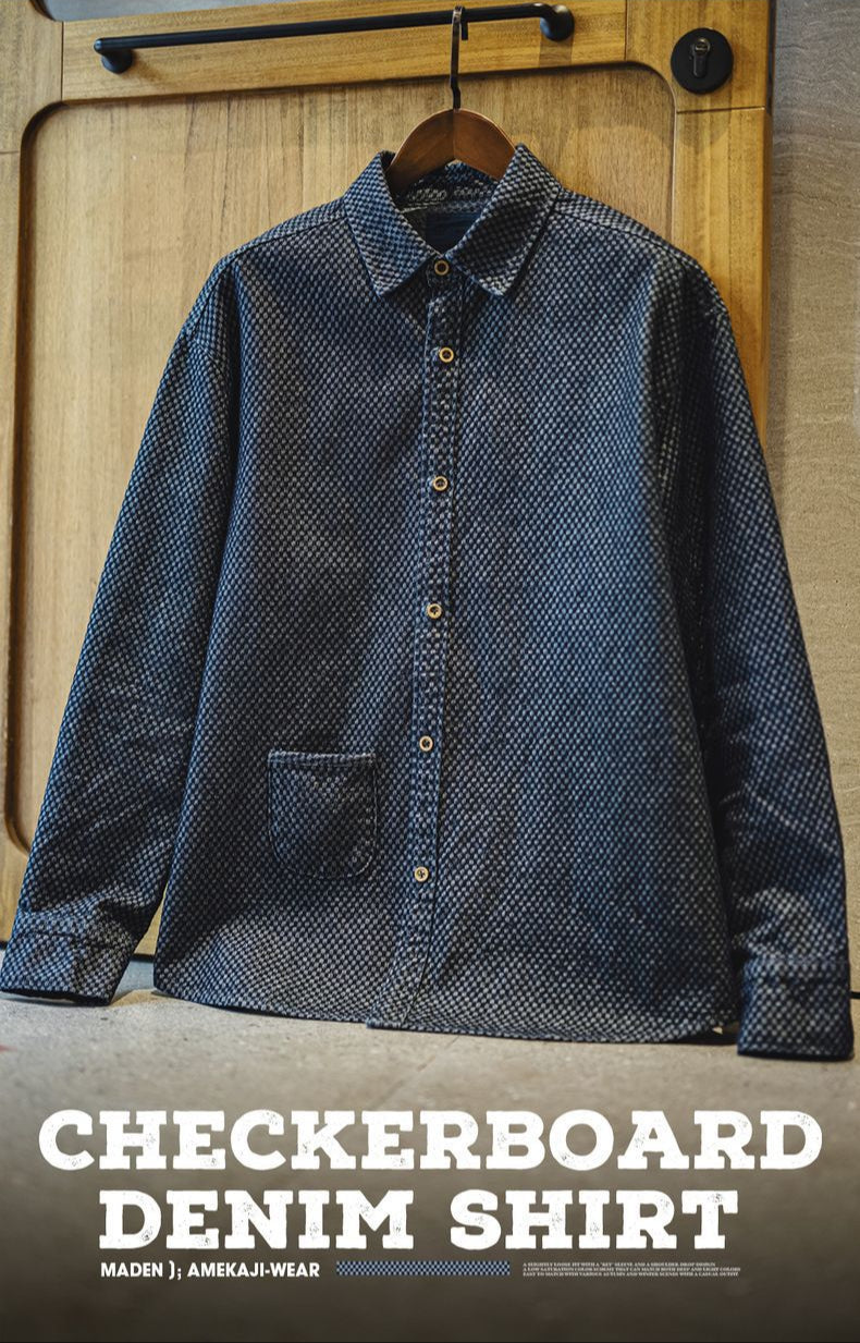 VAAGOON CHECKERBOARD DENIM SHIRT