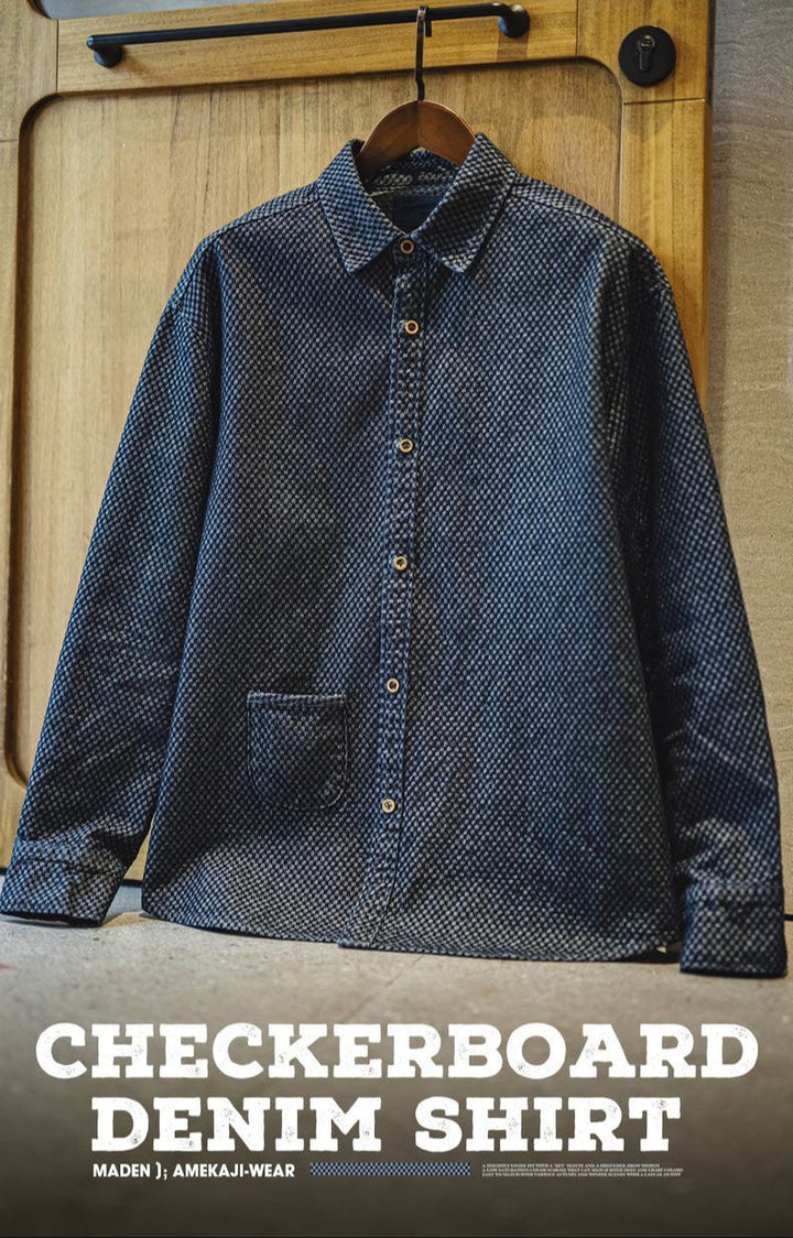 VAAGOON CHECKERBOARD DENIM SHIRT