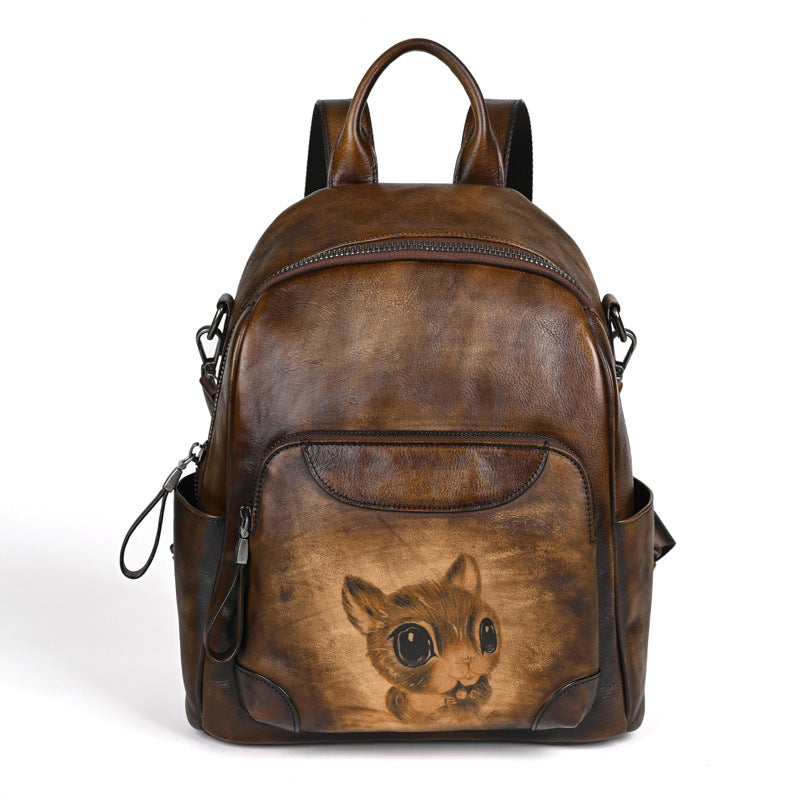 Vaagoon Retro Twin Leather Backpack