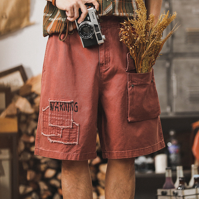 VAAGOON Retro Patchwork Brick Shorts