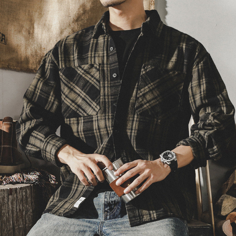 VAAGOON Retro Grid Flannel Shirt