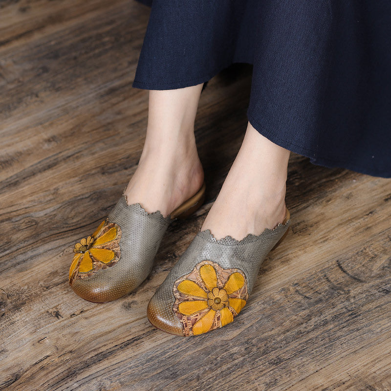 Vaagoon Ethno Charm Genuine Leather Handmade Slippers