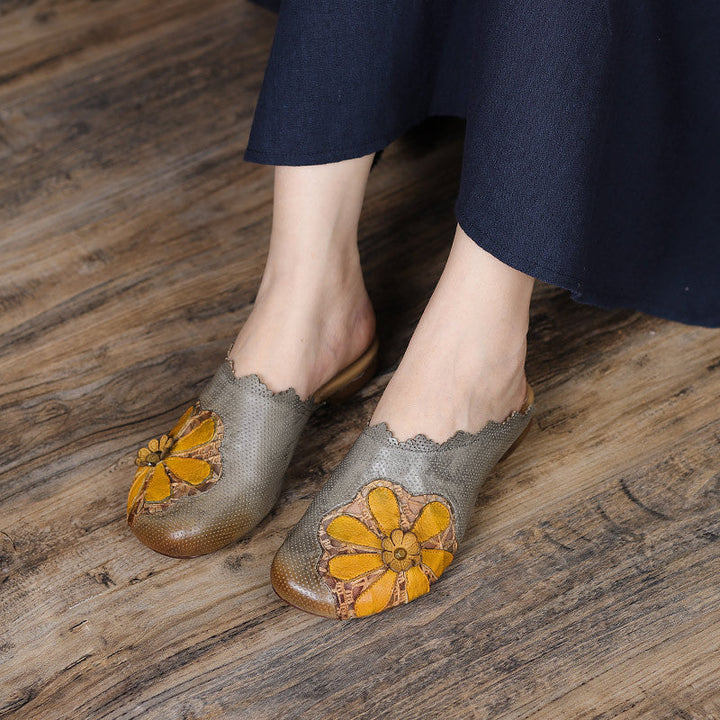 Vaagoon Ethno Charm Genuine Leather Handmade Slippers