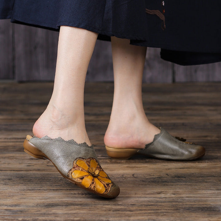 Vaagoon Ethno Charm Genuine Leather Handmade Slippers