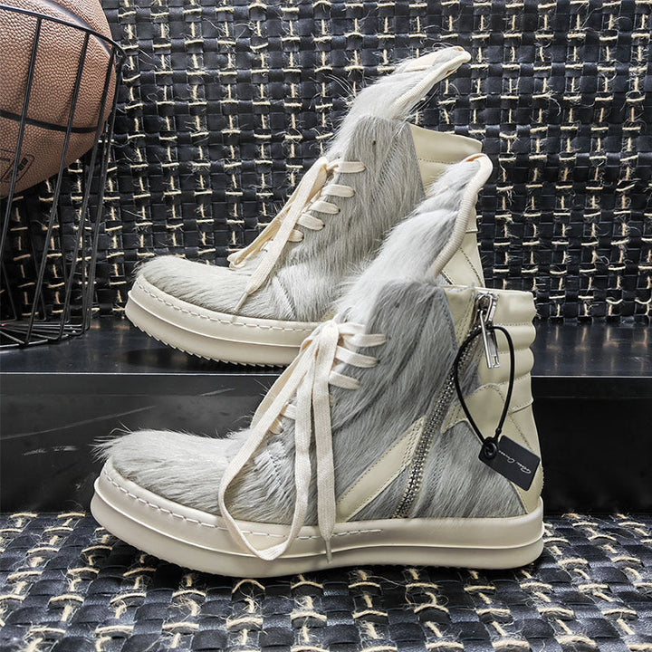 Vaagoon Horsehair Cross-Strap Platform Shoes