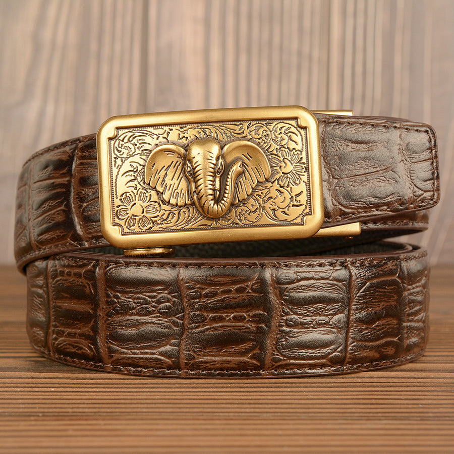 VAAGOON Crocodile Pattern Genuine Leather Belt