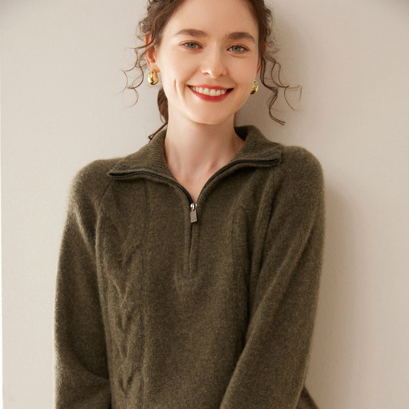 Vaagoon Cashmere Half-Zip Turtleneck Sweater