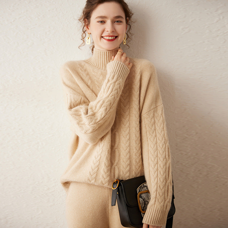 Vaagoon Velvet Chain Cashmere Half Turtleneck Sweater