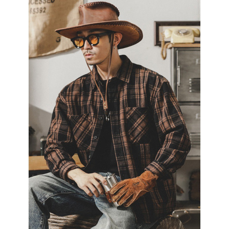 VAAGOON Retro Grid Flannel Shirt